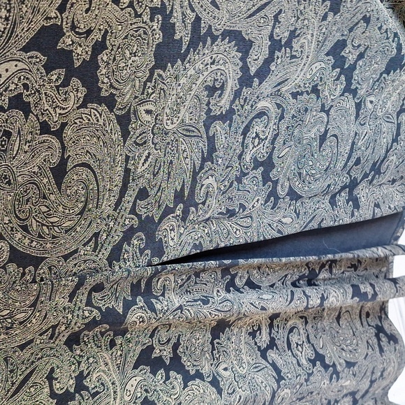 Susan Lawrence Retro Maxi Skirt SzM Paisley Knit Slit Front Black/Tan - Picture 5 of 7